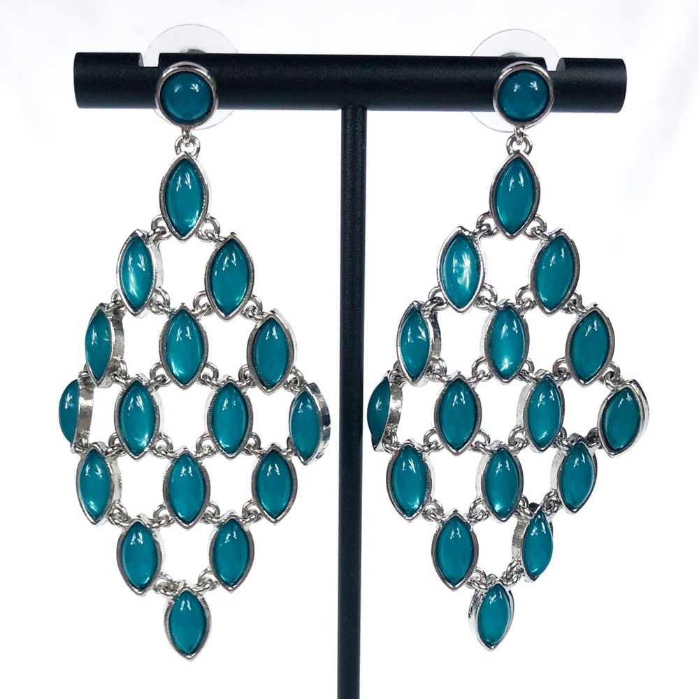 WHBM Blue and Silver Stud Dangle Earrings